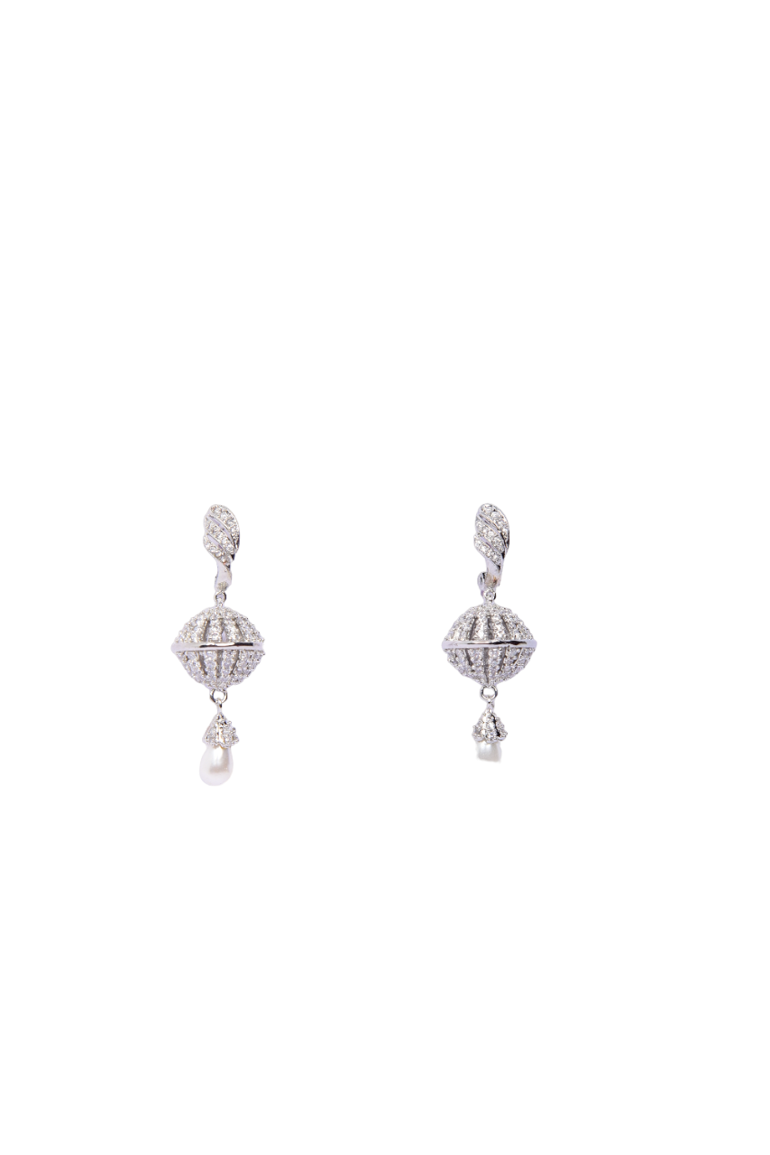 Namokriti Elegant Silver Crystal Drop Earrings with Pearl Accent